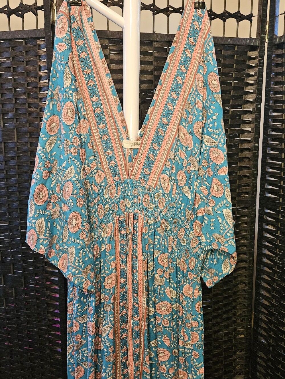 NATURAL LIFE Teal and Coral Floral Maxi Dress - Picture 2 of 4